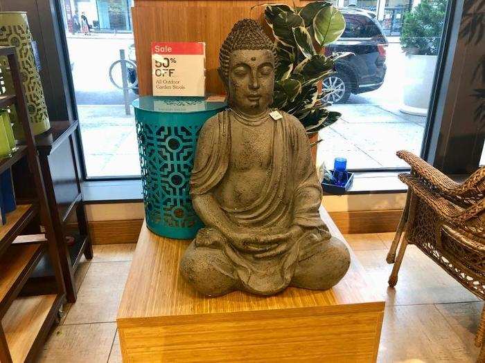 There were some items for sale that were extremely niche — like this Sitting Buddha statue, which was originally $149.95 but was going for 50% off.