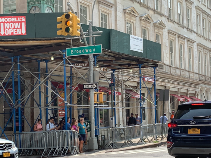 The parade officially halts at Broadway and Chambers Street, but it