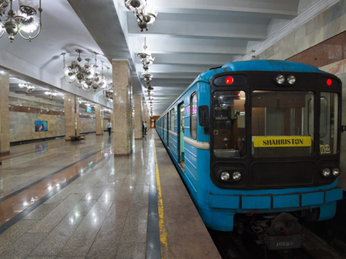 The subway is the cheapest in the former USSR. A trip on the subway costs 1,200 Uzbek soms (14 cents).