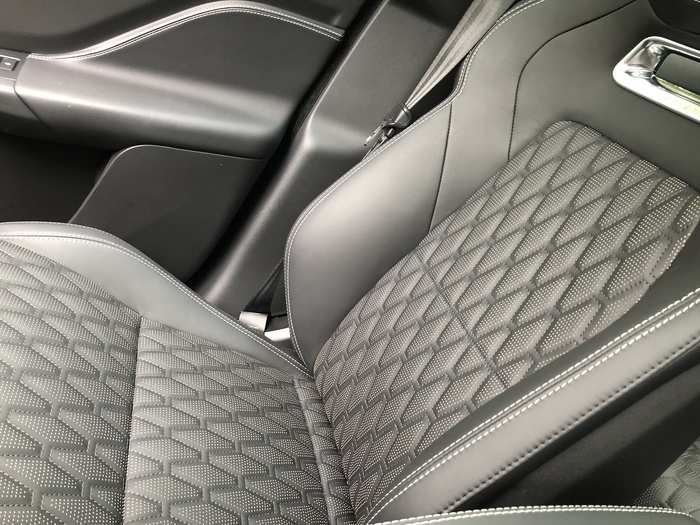 The quilted, heated-and-cooled seats are well bolstered for spirited driving, but they