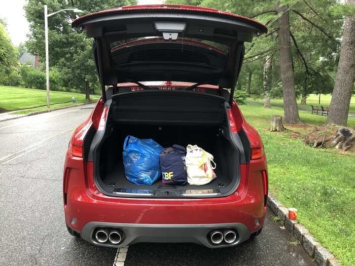 The Jaguar F-PACE SVR has a 34-cubic-foot cargo hold that can increase to 64 when the rear seats are dropped. The vehicle swallowed up plenty of stuff, as I even managed to pack seven plants in on a trip to a gardening center.