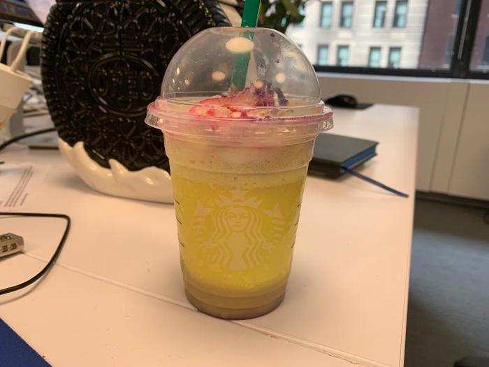 But a few short minutes later, the clock struck midnight and the Tie-Dye Frappuccino turned into murky swamp water.