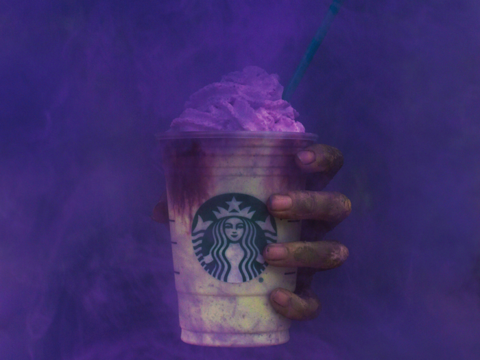 The Zombie Frappuccino was advertised as a spooky green drink with brain-like pink whipped cream on top. It was released in October 2017, just in time for Halloween.