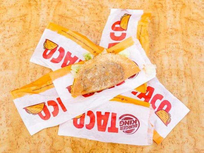 BURGER KING — CRISPY TACO, $1. This dense, malformed food creature should have stayed in the bag.