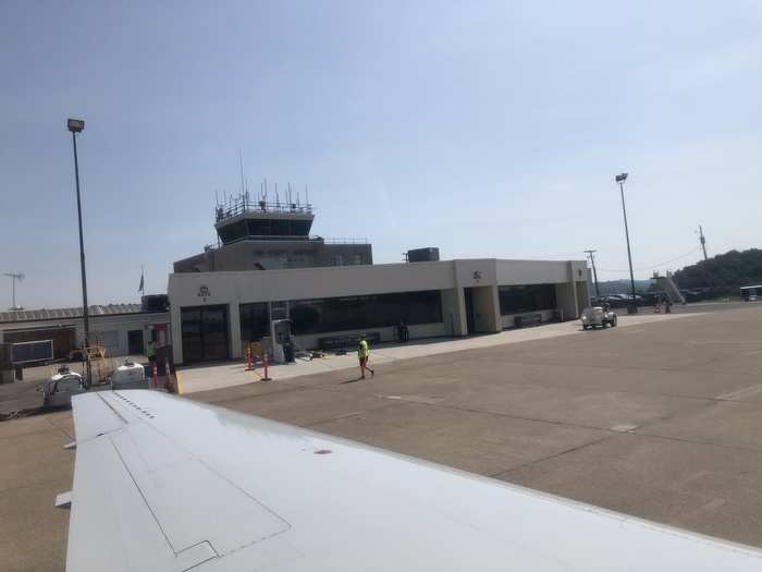 Tri-State is more of an airfield than an airport, hence the stepladders to board right off the tarmac. Jet service has been absent for some time — I used to ride Bombardier Dash 8 turboprops off this mountain-top redoubt.