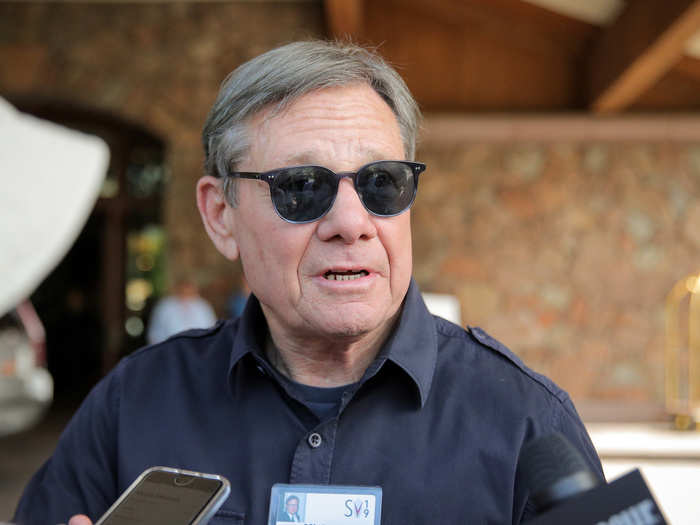 Michael Ovitz, cofounder of CAA and former president of Disney, speaks to reporters.