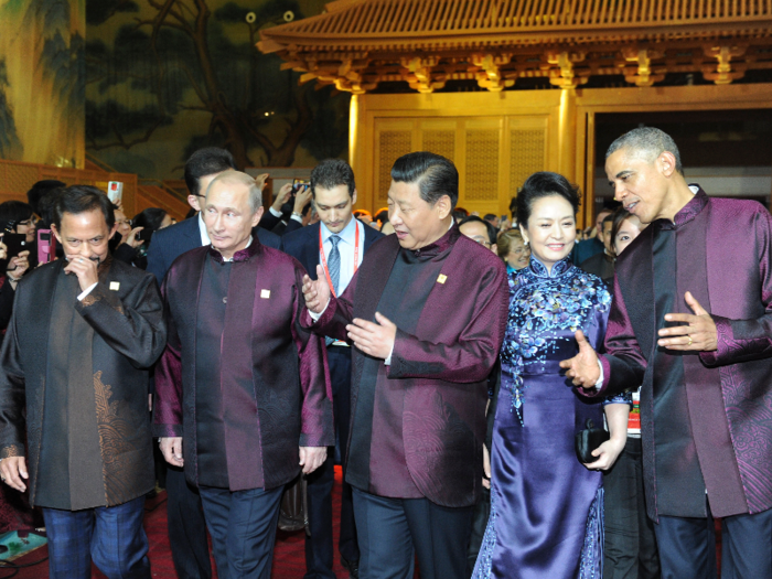 Here are the three of them walking alongside Brunei