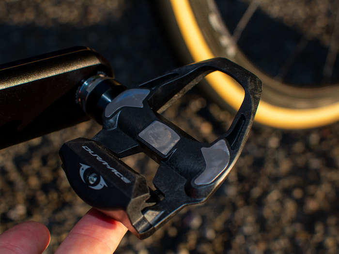 Woods rides Shimano Dura-Ace 9100 pedals.