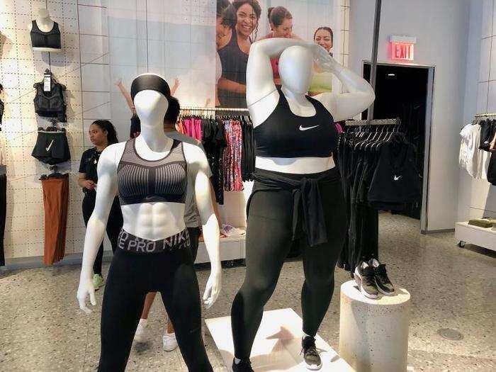 Nearby, we stumbled upon the famous plus-size mannequins, which first debuted in London and helped increase the visibility of Nike