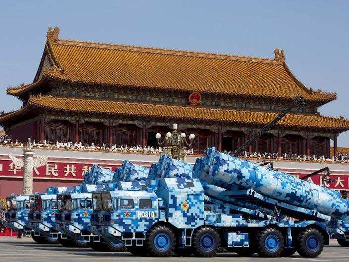 Beijing celebrated the 70th anniversary of the end of World War II with these camouflaged cruise missiles.