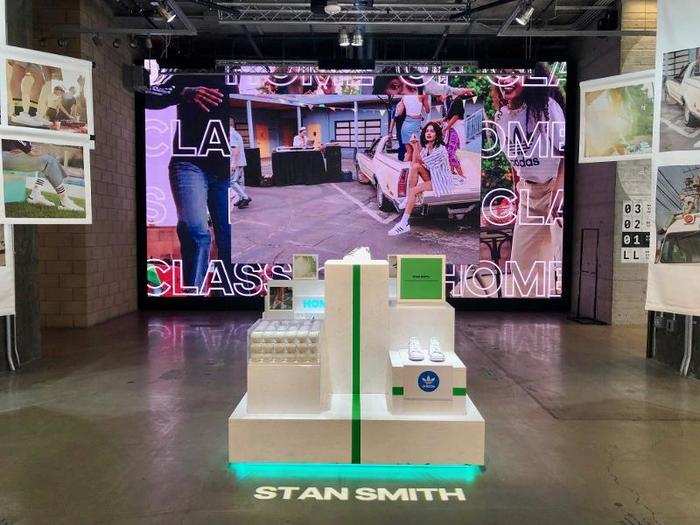 The main room has a lot of open space, but there was a small display of the classic Stan Smith sneakers in the center.