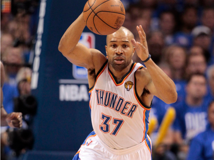 Derek Fisher, after years running point for the Lakers, became a reserve veteran for the Thunder.