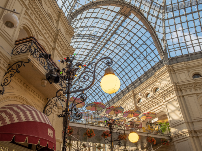 The domed glass ceiling let in plenty of natural sunlight ...