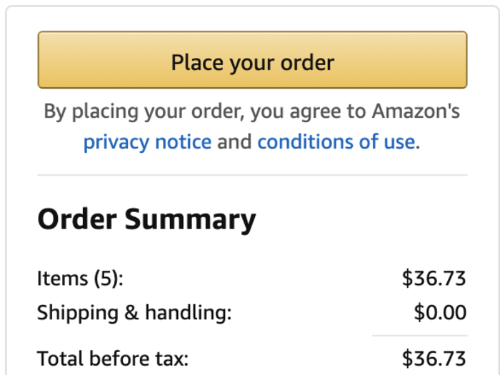 In terms of price, Amazon and Walmart were within a dollar of each other when comparing the order totals.