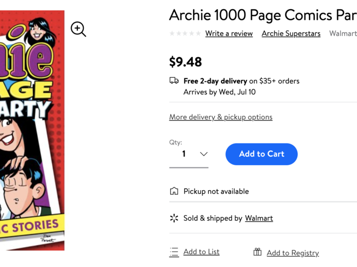 I wanted to get a diverse array of items. I started with a book. This "Archie" comics collection seemed cute.