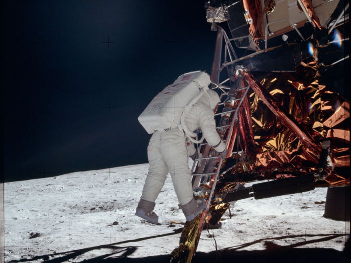 Buzz Aldrin on the lunar surface