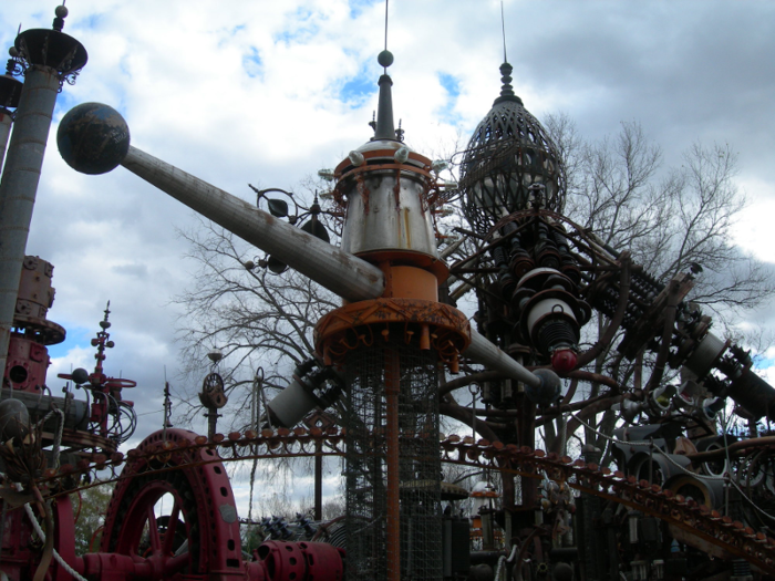 The sculptures are made of recycled industrial relics, according to PBS Independent Lens.