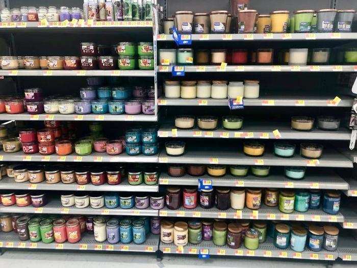 Like Pier 1 Imports, Walmart had a similarly huge display of scented candles.