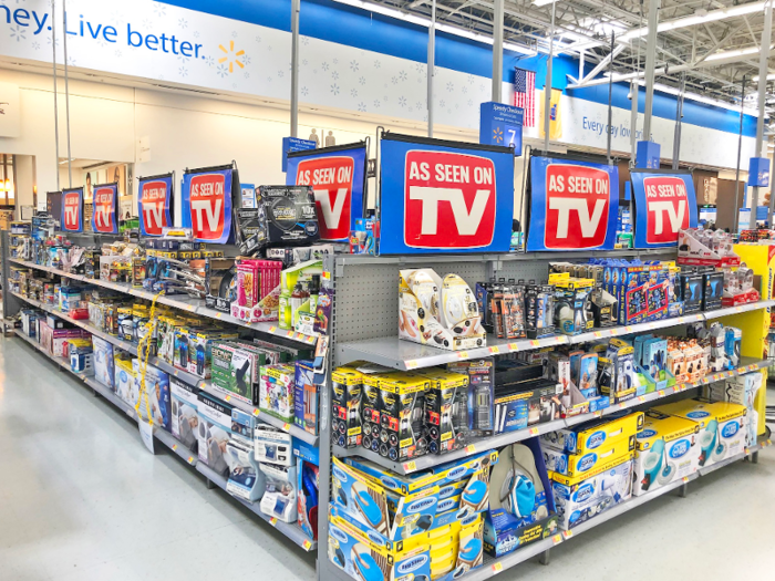 There was also a section next to checkout that displayed items customers may have seen on TV commercials. Stocked checkout spaces pushed Walmart ahead in this category.