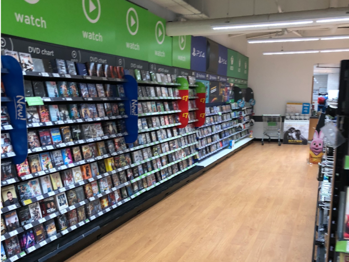 When it came to electronics, there was a bit of a bigger divide between the two stores. Asda had tons of DVDs on offer, but not many people were perusing them on our visit.