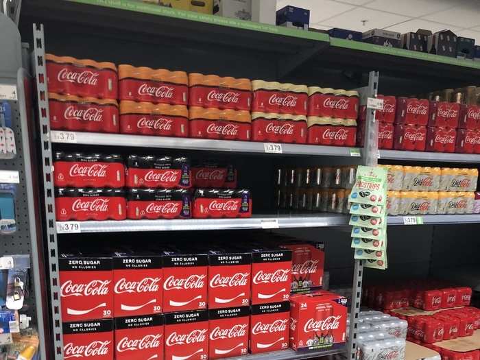 In the UK, Asda had plenty of Coca-Cola options — including a peach flavor — for anyone looking to pick up a drink with their meal.