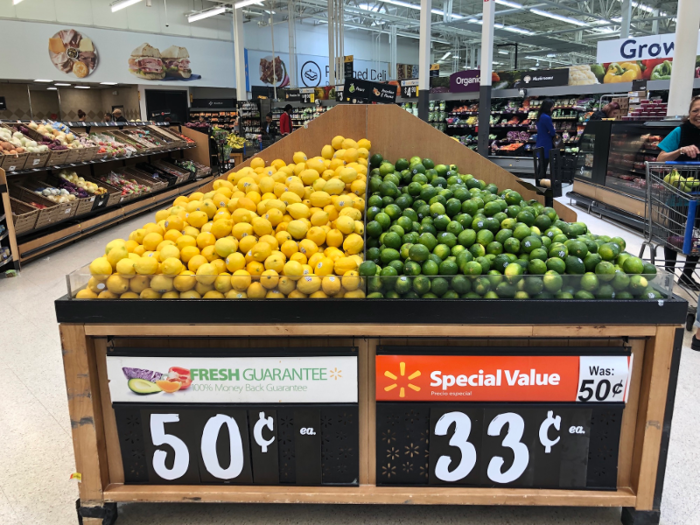 The Walmart Supercenter in the US used the same tactic when it came to fresh foods. Stepping past the flowers and bakery, we walked right into the produce section.