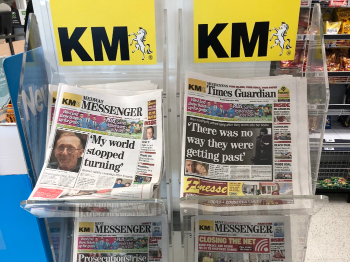 Local newspapers were also on display near the entrance of Asda.