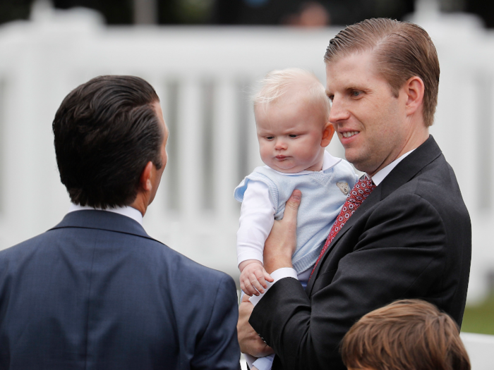 In September 2017, Lara and Eric welcomed their first child Eric "Luke" Trump. He was the first grandchild to be born during Trump