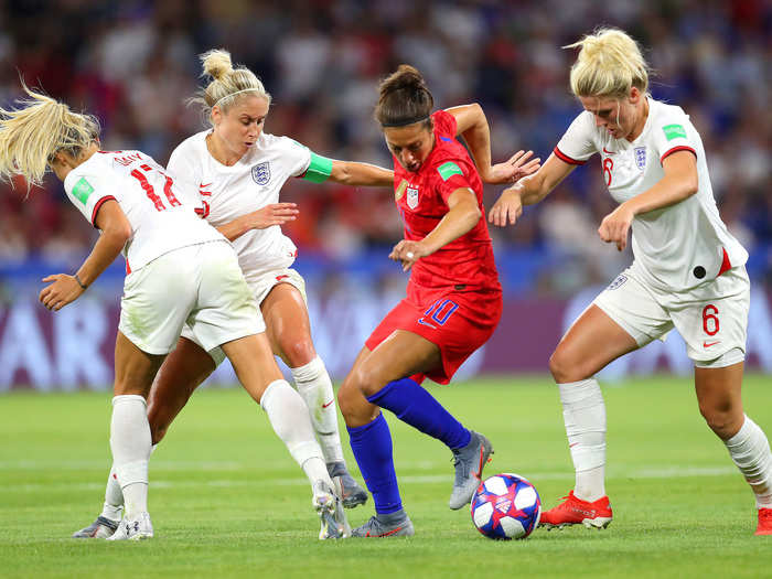 Photographers also gave us a fascinating view of what was going on the field throughout the tournament, too. That includes a closer look at how Team USA captain, Carli Lloyd, fought for highly contested balls.