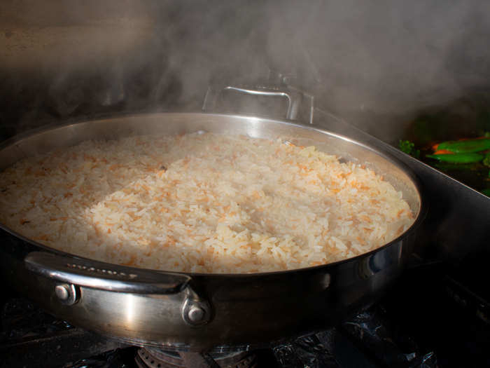 Rice with sautéed onion.