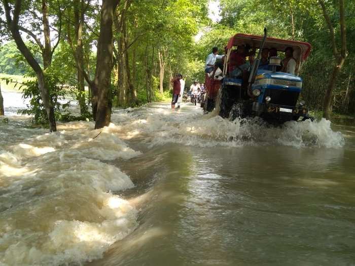 A view of flood hit Kadwa in Bihar