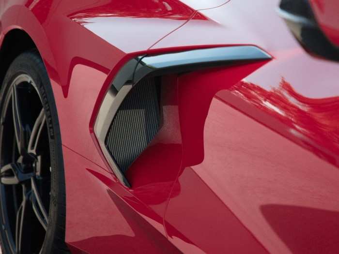 A closer look. The intakes cool the engine and boost aerodynamic performance.