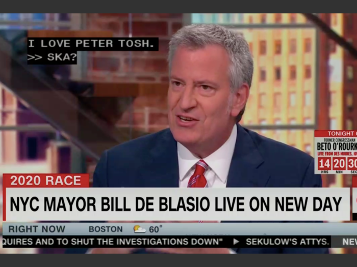 New York City Bill de Blasio spoke of his love of ska music.