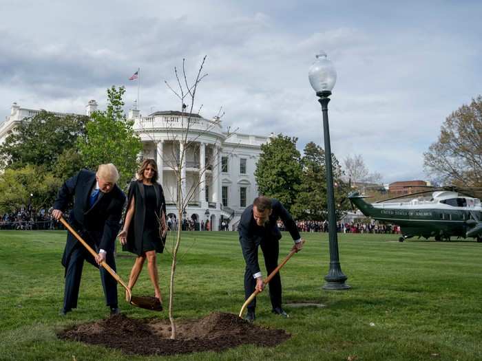 Melania was by the president