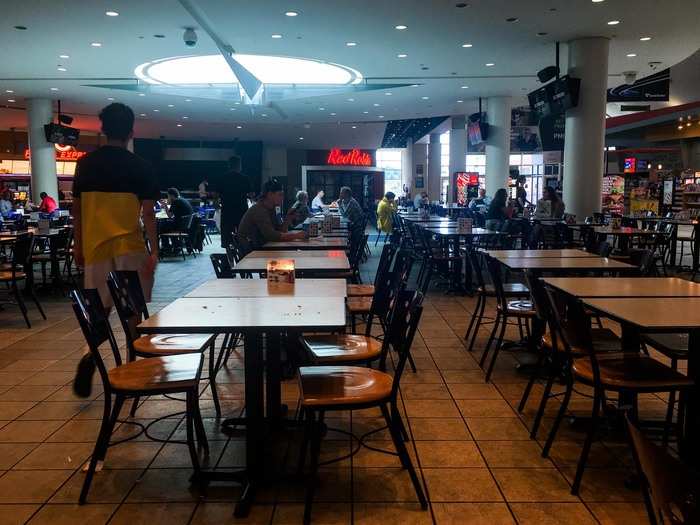 Although mostly empty, the food court was the most populated section of the mall.