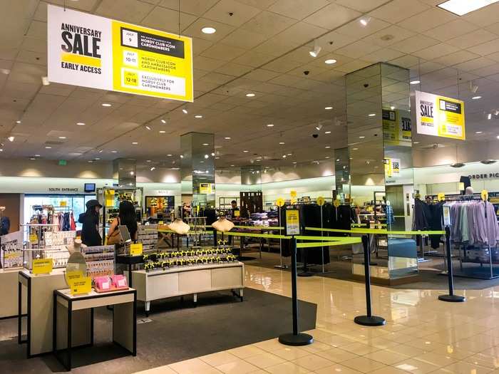 There was yellow tape signaling great deals — for Nordstrom club members only, of course.