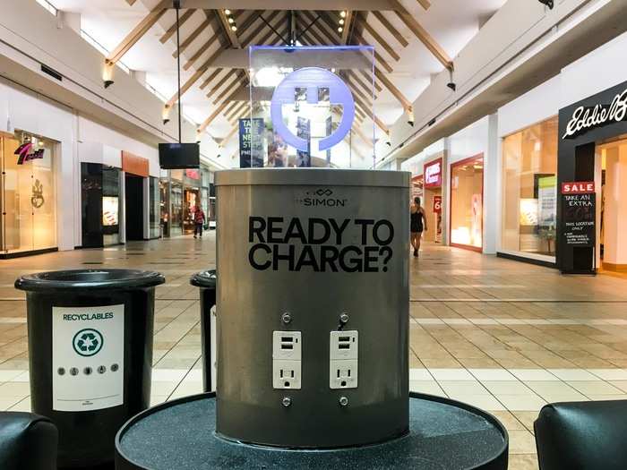 The mall is not going without a fight. Recently added charging stations invite shoppers to stay longer.