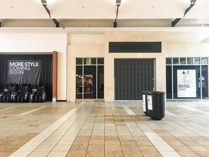 Signs on shuttered stores promised "More Style Coming Soon." However, the mall