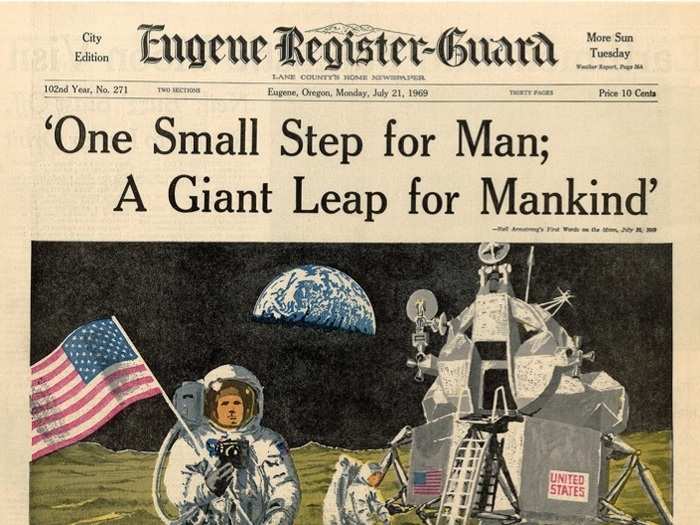 The Eugene Register-Guard offered a more critical angle. "Are we on the moon at this moment for the wrong reason?" William Wasmann, the paper