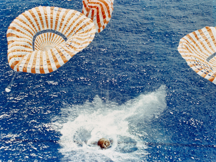 "On splashdown, we had to throw a switch to release the parachutes, only it was a bit bumpy."