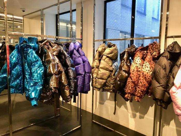 Nothing about the clothing at Barneys was bland. These metallic puffer jackets were the perfect balance of retro and chic.