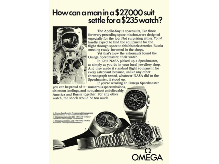 Omega Speedmaster watches were used by Apollo astronauts, and Omega made sure consumers knew about it. 