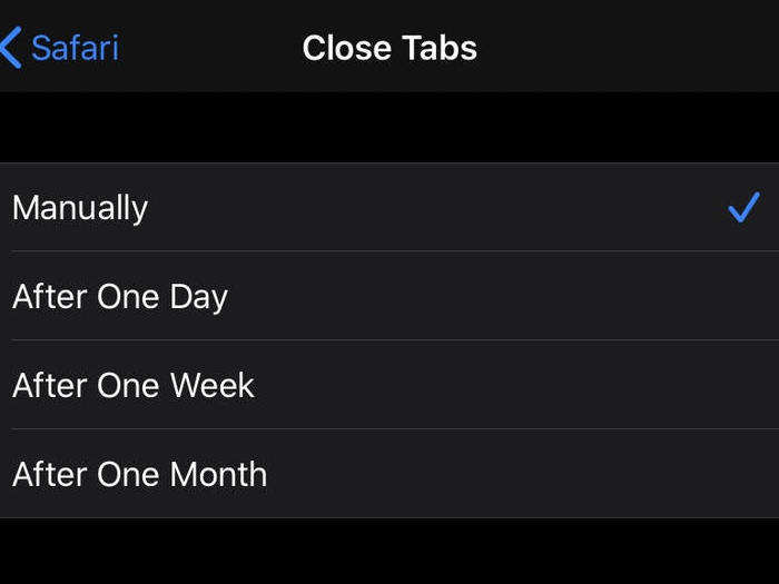 Set tabs in Safari to close automatically after a day, a week, or a month.