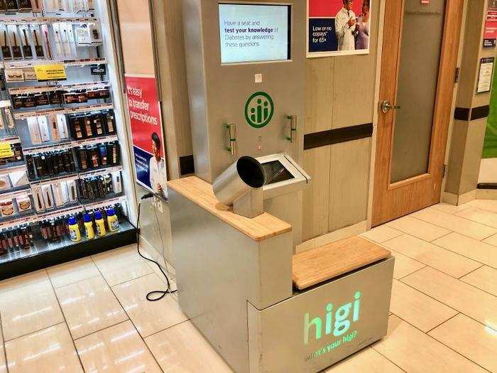 Here we found a "higi" station that prompted customers to learn about diabetes.