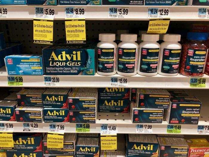 We found a similarly vast selection of Advil in Rite Aid, and the prices were overall similar to Walmart