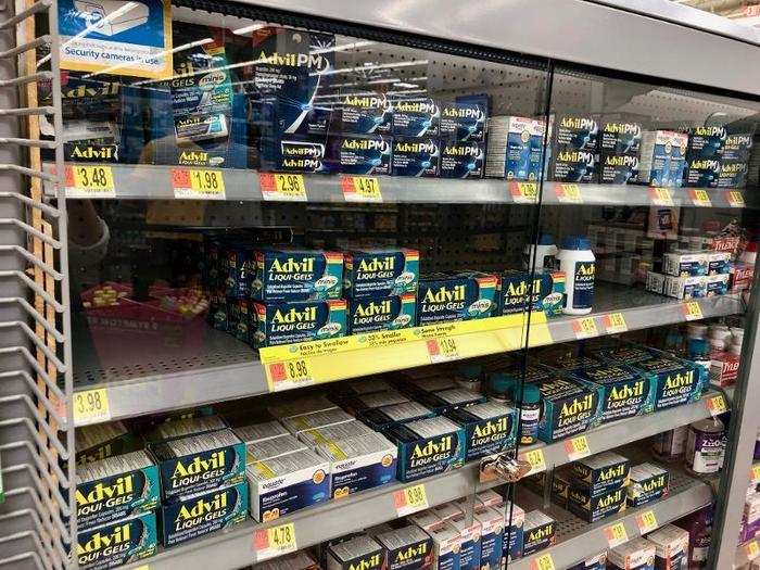 We eventually found a large selection of Advil ...