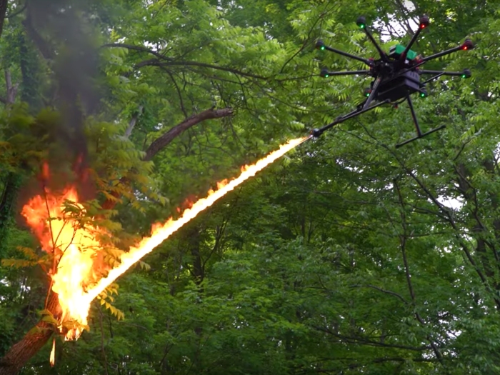 Throwflame envisions the flamethrower drone being used for tasks such as "clearing vital infrastructure, igniting remote vegetation, and eliminating pests."