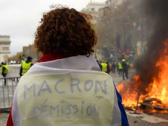 French President Emmanuel Macron was a central figure in the gilets jaunes, or yellow jacket, protests that broke out in November 2018.