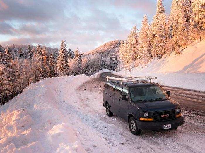 Old vans are notoriously tough on gas, but the beauty of traveling indefinitely is that we can take the journey slowly. We put $80 in the tank weekly and that