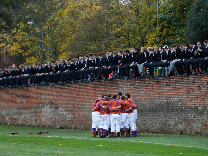 Life at Eton is governed by traditions, including the wall game.